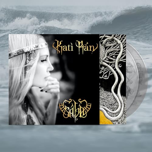Vinyl record cover featuring a woman's profile, gold text, and abstract black and white art.