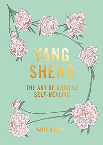 Book cover with light green background, gold text, and illustrated pink peony flowers.
