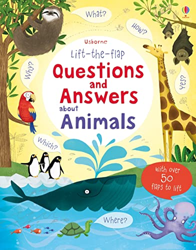 Book cover featuring various illustrated animals and the title Questions and Answers about Animals.