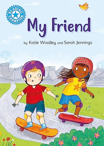 Book cover: two children skateboarding with a bird and skatepark background.