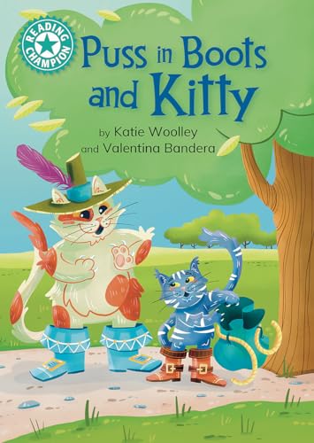 Book cover showing Puss in Boots and Kitty standing on a path by a tree.
