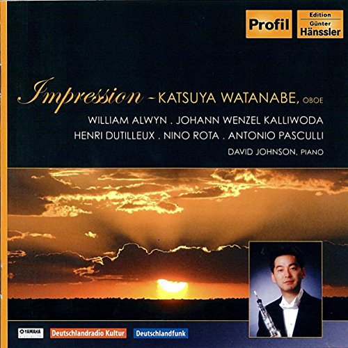 CD cover for Katsuya Watanabe's "Impression" featuring a sunset and portrait.