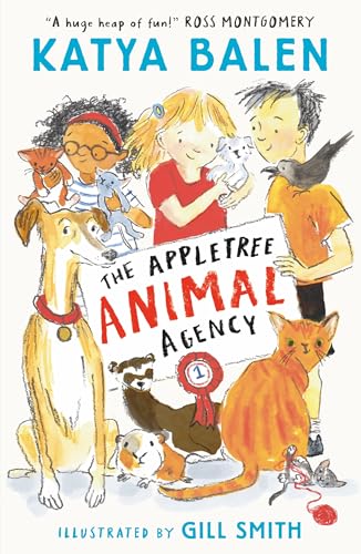 Children with various animals, illustrated book cover for "The Appletree Animal Agency".