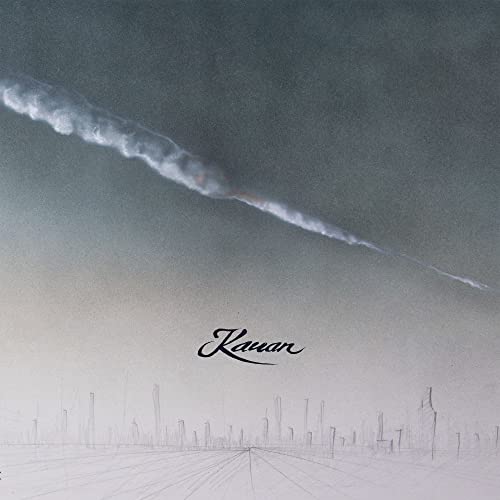 CD cover for Kauan’s “Pirut” featuring a smoky sky over a sketched city.