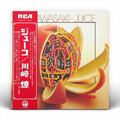 Vinyl album cover featuring a peeled orange filled with colorful electronic wires.