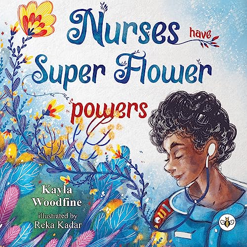 Book cover with illustrated nurse, flowers, and colorful watercolor design.