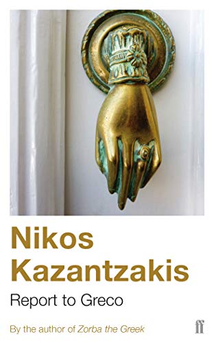 Book cover showing a brass hand-shaped door knocker above the title Report to Greco.