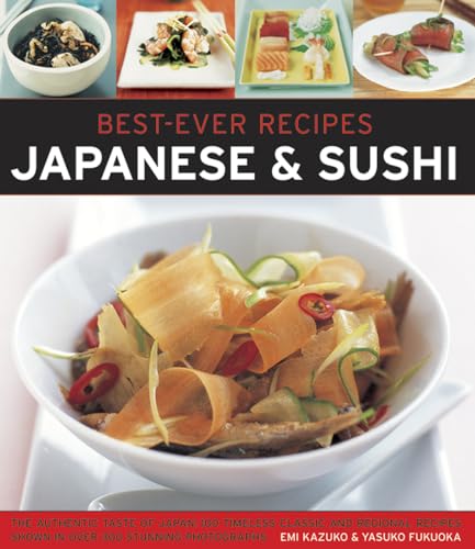 Cookbook cover featuring Japanese food, including sushi and noodle salads.
