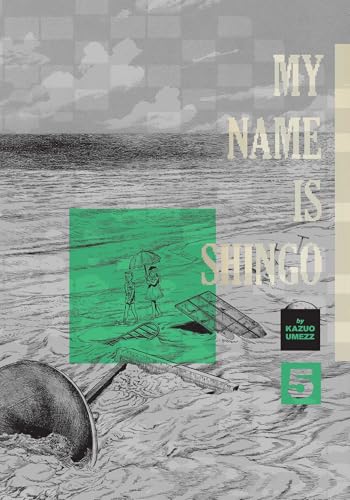 Manga cover art showing two children with an umbrella on a beach with debris.