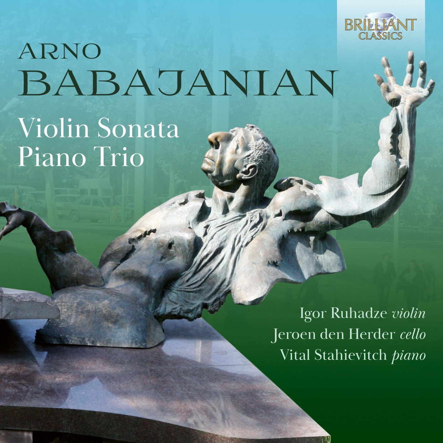 CD cover: Babajanian Violin Sonata with sculpture and performer names.