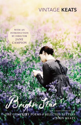 Book cover: woman in lavender field, title “Bright Star” by John Keats.