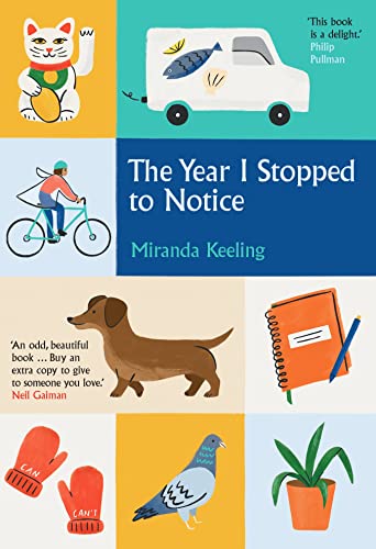 Book cover with illustrated panels of a cat, van, dachshund, and more.