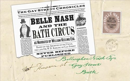 Newspaper-style book cover featuring a woman in Victorian attire and circus imagery.