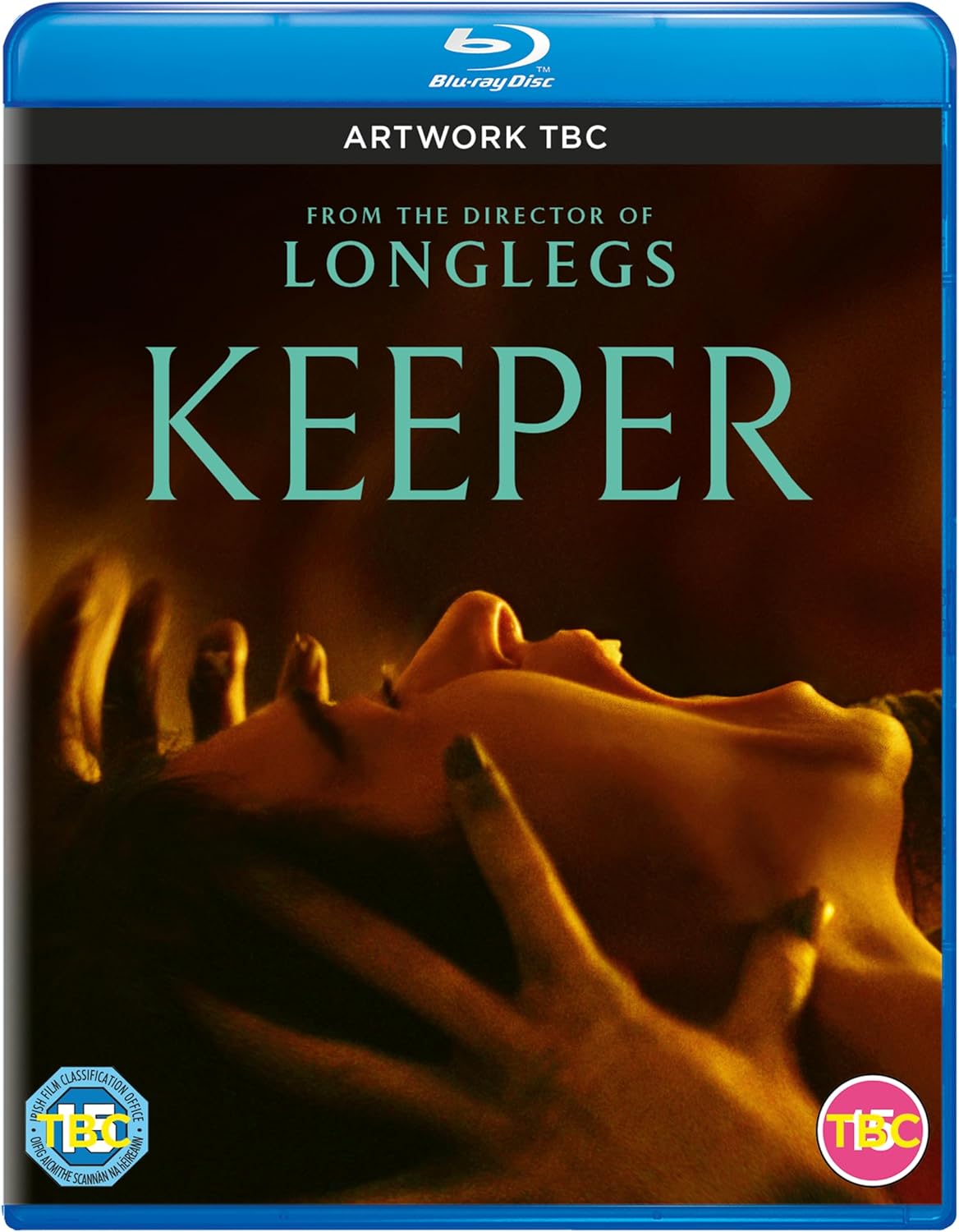 Keeper Blu-ray cover: close-up of two people embracing, dark and moody.
