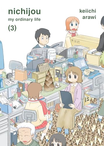 “Nichijou Volume 3” manga cover with characters in a cluttered office setting.