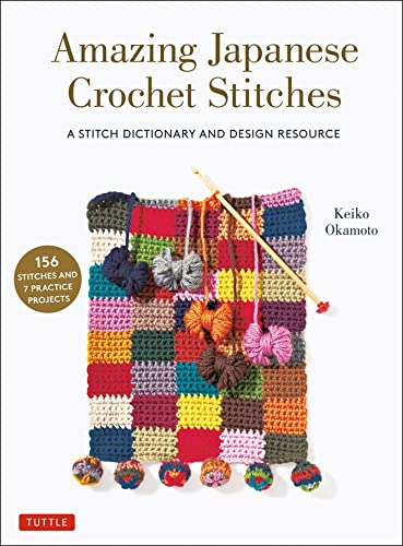 Book cover featuring a colorful, textured crochet sample and tools.