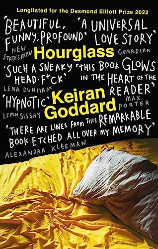 Book cover for "Hourglass" by Keiran Goddard with yellow bedding.