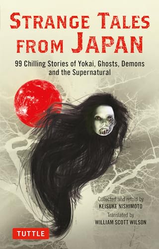 Book cover: "Strange Tales From Japan" with a ghostly figure and red sun.