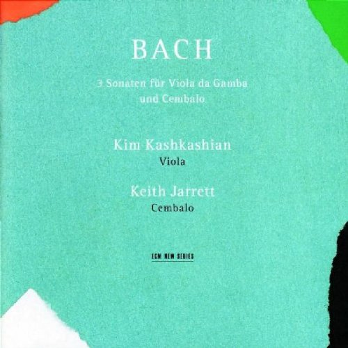 Turquoise CD cover with torn edges, featuring white and black text about Bach's music.