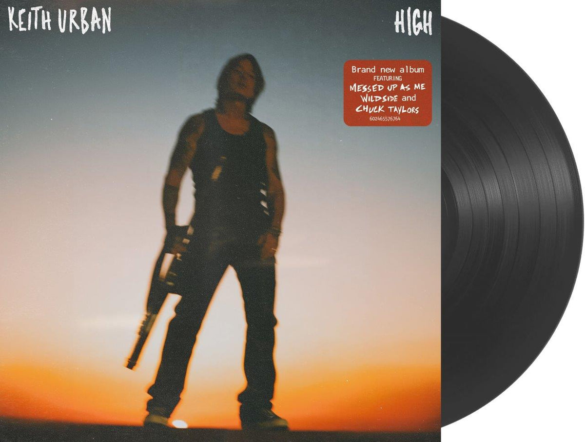 Keith Urban’s “HIGH” vinyl album cover featuring the artist in denim.