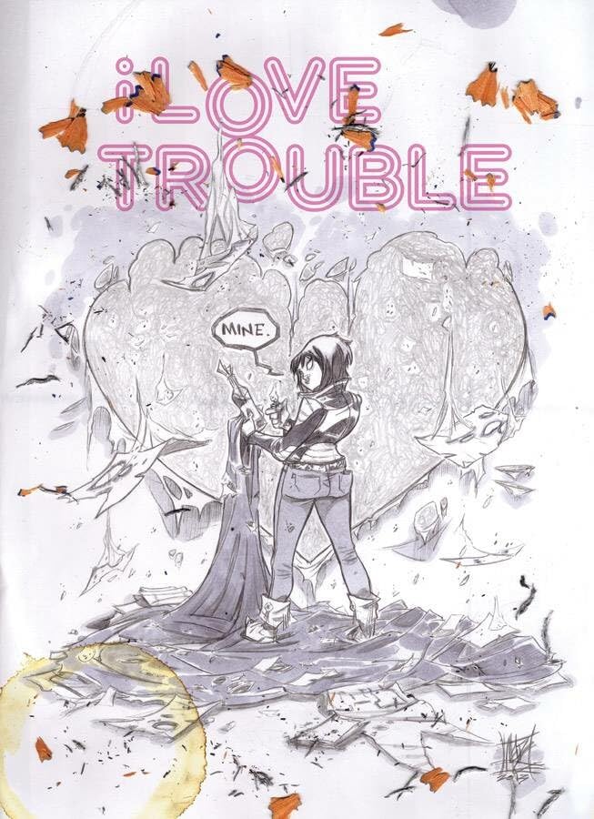 Comic book cover: a young woman stands amidst debris and falling objects.