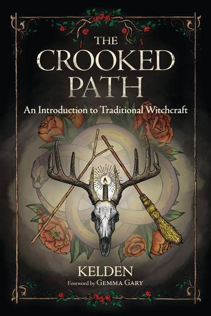 Book cover featuring a deer skull, candle, broom, and roses on a black background.