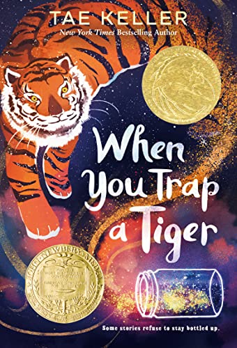 Book cover featuring a tiger, gold medals, and starry night sky.