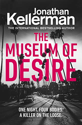 Book cover: "The Museum of Desire" with palm trees and a street scene.