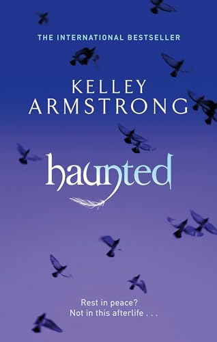 Book cover: "Haunted" by Kelley Armstrong, with birds and a feather.