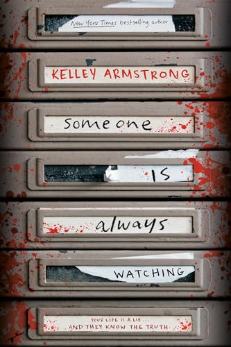 Book cover with stacked file folders, red splatters, and white text.