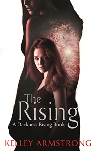 Book cover: woman’s face with shadowy figure, trees, and title “The Rising.”
