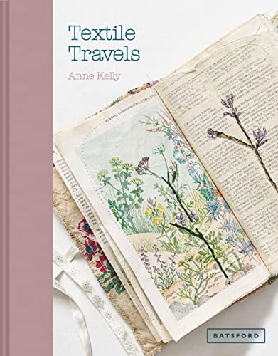 Book cover showing an open textile art book with embroidered botanical illustrations on pages.