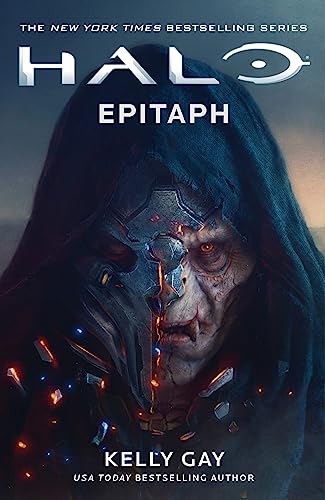 Book cover for "Halo: Epitaph" featuring a cyborg-like face in shadow.