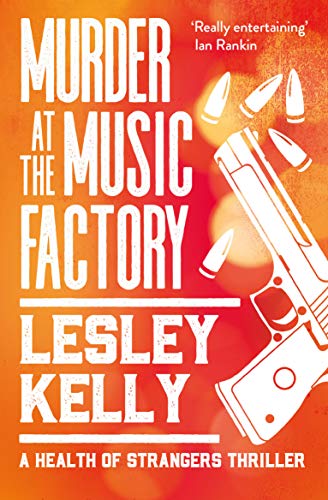 Book cover with title and author text over a red background with a gun.