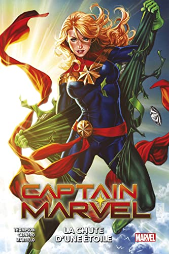 Captain Marvel comic book cover featuring a superheroine with flowing hair.