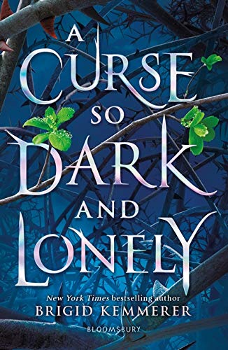 Book cover: “A Curse So Dark and Lonely” with branches and leaves.