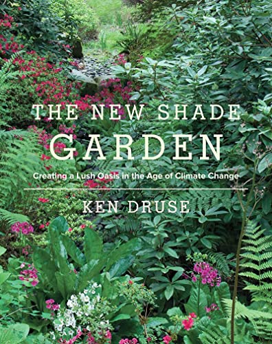 Book cover: lush green garden with pink flowers, titled "The New Shade Garden".