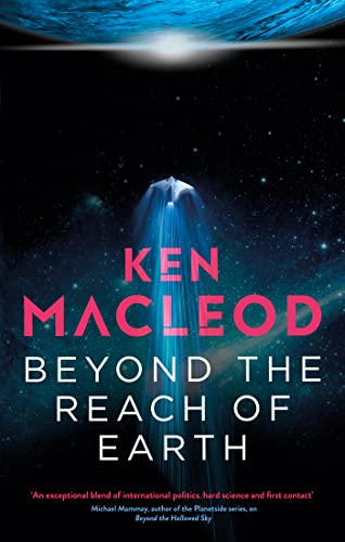 Book cover: spaceship ascending toward a blue and white planet.