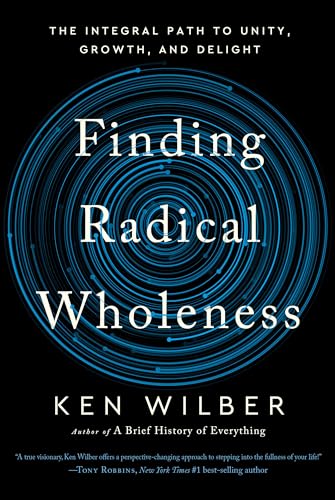 Book cover: “Finding Radical Wholeness” with a blue spiral design.