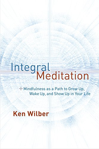 Book cover: "Integral Meditation" by Ken Wilber, with blue spiral background.