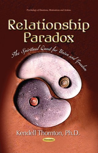 Book cover: “Relationship Paradox” with yin-yang stones and author Kendall Thornton.