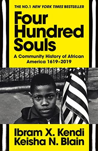 Book cover: “Four Hundred Souls” with a young boy and American flag.