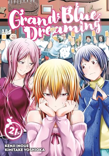 “Grand Blue Dreaming 21” manga cover with three anime-style characters.
