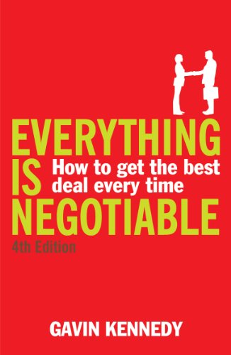 Book cover for Everything is Negotiable 4th Edition by Gavin Kennedy on red background.