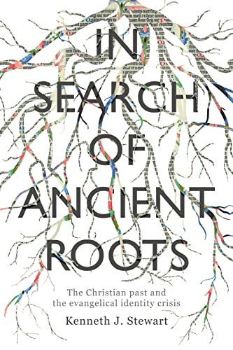 Book cover with bold text "In Search Of Ancient Roots" and branching lines.
