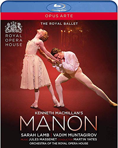 Blu-ray cover for Kenneth Macmillan’s “Manon” ballet, featuring dancers.