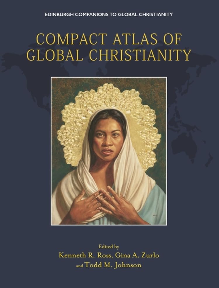 Book cover: “Compact Atlas of Global Christianity” with a portrait of a woman.