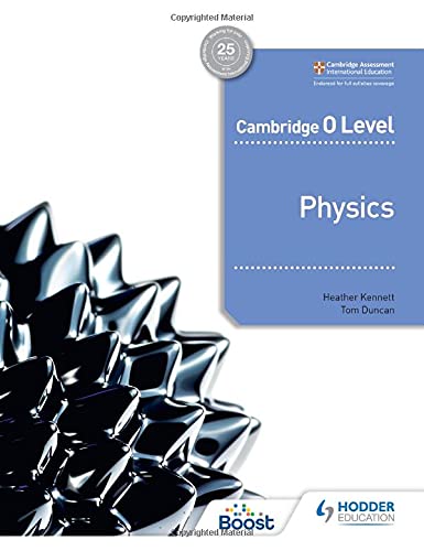 Textbook cover for Cambridge O Level Physics, with blue and silver design.