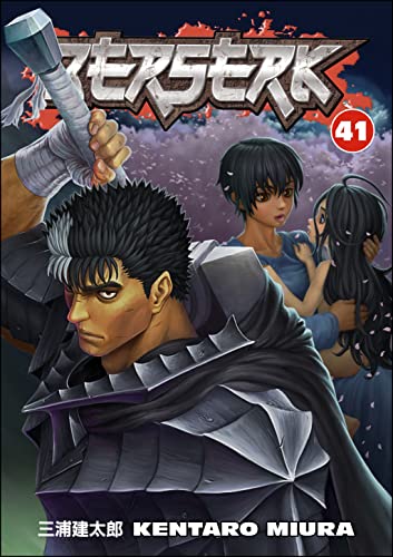 The cover of Berserk Volume 41 featuring Guts, Casca, and a young girl.