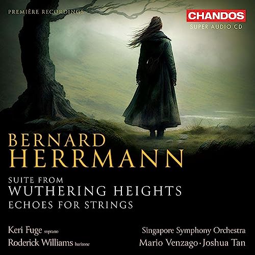 CD cover: woman in a dark coat stands on a moor, misty landscape.